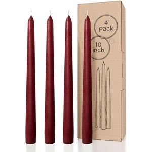 10 inch Taper Candles Set of 4 - Dripless Taper Candles and Unscented Candlesticks - Perfect as Dinner Candles and Household Candles - 1 of 4