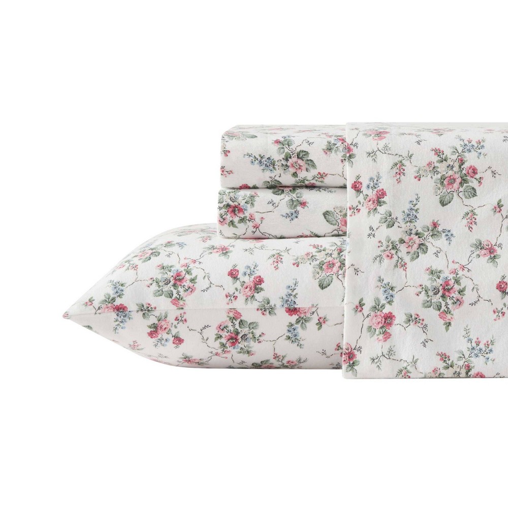 Laura Ashley Twin Le Fleur Sheet Set Pink