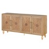 ORRD Carved Flower Door Large Storage Cabinet With Metal Handle Suitable For Living Room, Kitchen, Entryway(Natural Wood) - 3 of 4