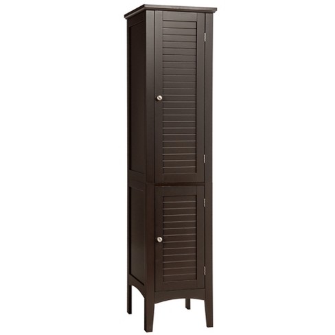 HOMCOM 54 Tall Bathroom Storage Cabinet, Freestanding Linen Tower with  2-Tier Shelf and Drawers, Narrow Side Floor Organizer, Brown