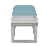 Lemire Modern Storage Upholstered Bench with Tray White Wash & Teal - Powell: Entryway Seating, 300lb Capacity - 4 of 4