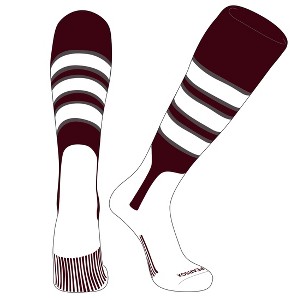 PEAR SOX OTC Baseball Softball Stirrup Socks (C, 7in) Maroon, Graphite, White - 1 of 3