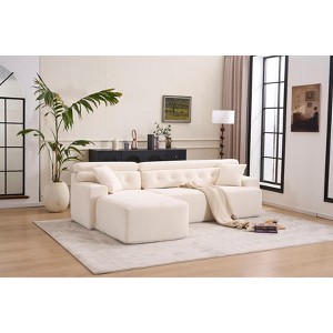 105" L-Shaped Convertible Sectional Sofa Couch, Modular 3-Seater with 2 Pillows for Apartment Living Room Bedroom - 1 of 4