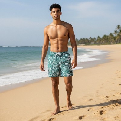 HEAT Swimwear Men's UPF 50+ 17" Green Malibu Beach Bathing Suit X large — фото 3