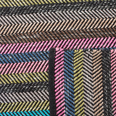 Gray and Multicolor Striped 4' x 6' Wool Cotton Area Rug
