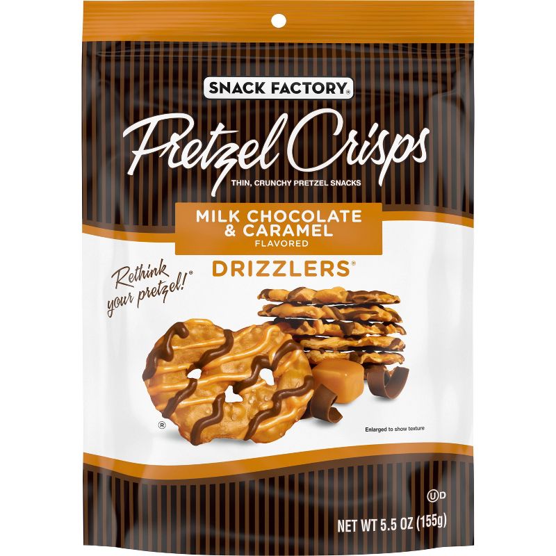 Snack Factory Pretzel Crisps Drizzlers Milk Chocolate &#38; Caramel Drizzled Pretzels - 5.5oz, 1 of 5