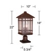 Kathy Ireland Sierra Rustic Outdoor Post Light Rubbed Bronze with Pier Mount Adapter 22" Seedy Glass Panels for Exterior Barn Deck House Porch Yard - 4 of 4
