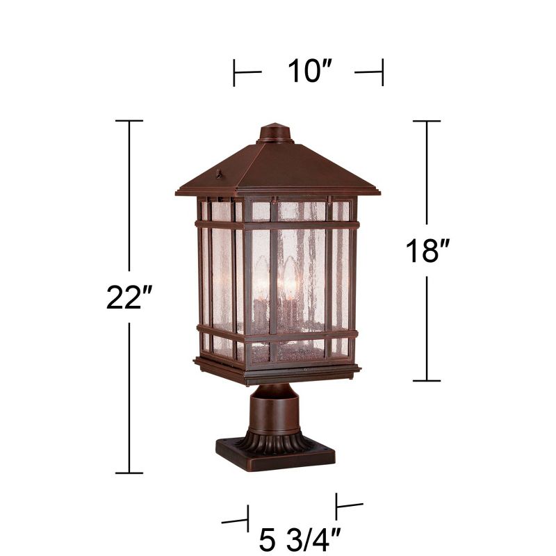 Kathy Ireland Sierra Rustic Outdoor Post Light Rubbed Bronze with Pier Mount Adapter 22" Seedy Glass Panels for Exterior Barn Deck House Porch Yard, 4 of 5