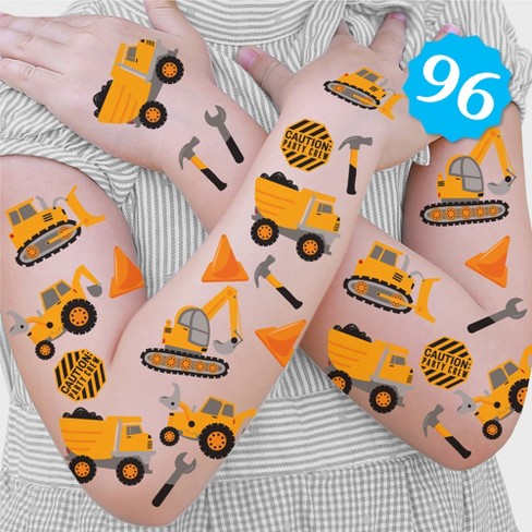 Big Dot of Happiness Dig It - Construction Party Zone Temporary Tattoos for Kids, Boy Birthday Favors, Truck Birthday Party Decorations, Yellow Party - image 1 of 4