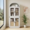 Display Cabinet with Doors & Drawers, 71.65" Tall Farmhouse Arched Bookshelf, Wooden Storage for Living Room, Home Office Organization - 3 of 4