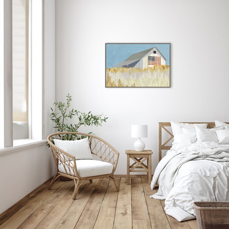 Amanti Art Wheat Fields Barn with American Flag by Avery Tillmon Canvas Wall Art Print Framed 33-in. W x 23-in. H., 5 of 7
