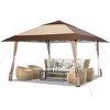 Costway 13'x13' Patio Pop-Up Gazebo Canopy Tent Portable Instant Sun Shelter Coffee - 3 of 4