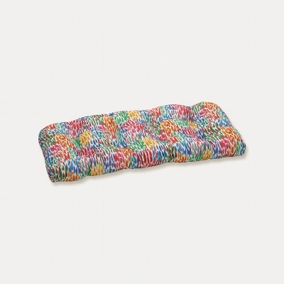 Make it Rain Wicker Outdoor Loveseat Cushion Zinnia Blue - Pillow Perfect: Weather-Resistant Patio Bench Seat