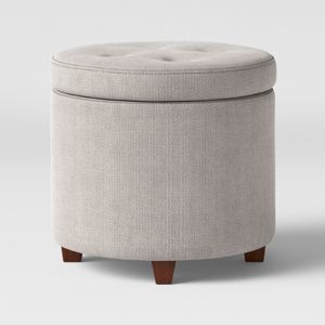 Round Tufted Storage Ottoman Textured Weave Gray Threshold Target