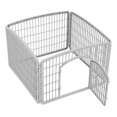 Silver 24-Inch 4-Panel Plastic Pet Playpen with Door