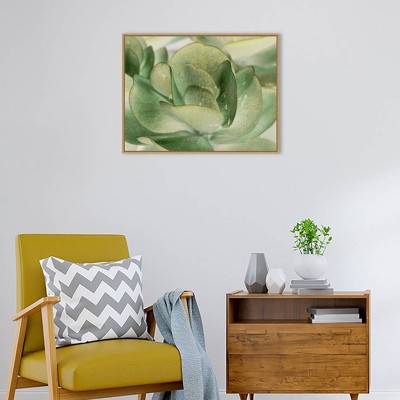 30" x 23" Green Botanical Canvas Framed Wall Art