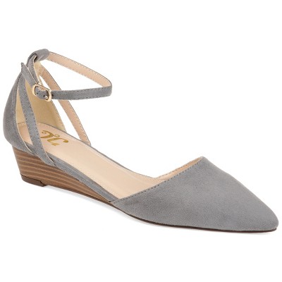 Journee Collection Womens Arkie Buckle Pointed Toe Sliver Wedge