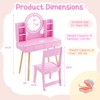 Infans Kids Vanity Set Princess Vanity Desk Set with 2-Color LED Lighted Acrylic Mirror - 2 of 4
