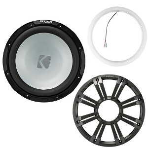 Kicker 45KM122 12 Inch Marine Subwoofer 2 Ohm Charcoal Grill with 47KLSR12 Led Lighted Speaker Ring - 1 of 4