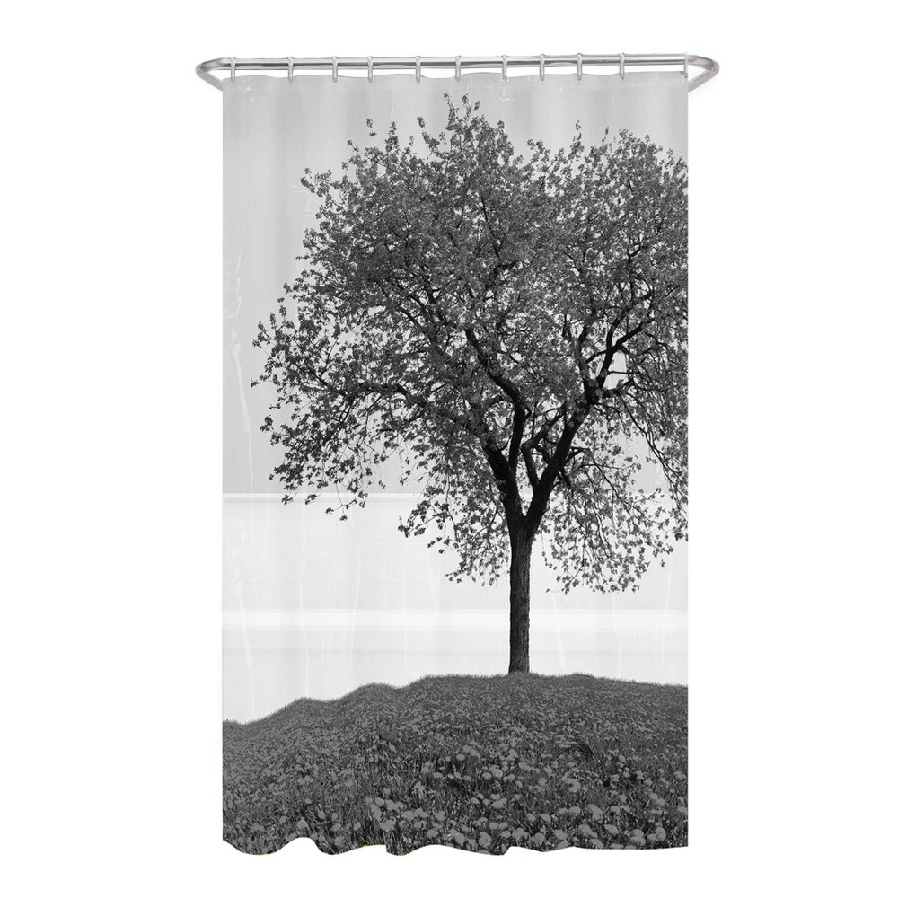 Photos - Shower Curtain 13pc Arbor PEVA  and Rings Set Black - Zenna Home