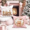 Christmas Throw Pillow Covers 18x18 Set of 4, Gingerbread Man House Pillow Cover, Pink - 3 of 4