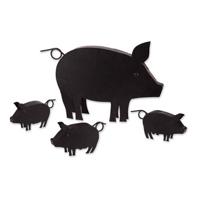 11" Iron Pig with Piglets Sculpture Brown - Zingz & Thingz
