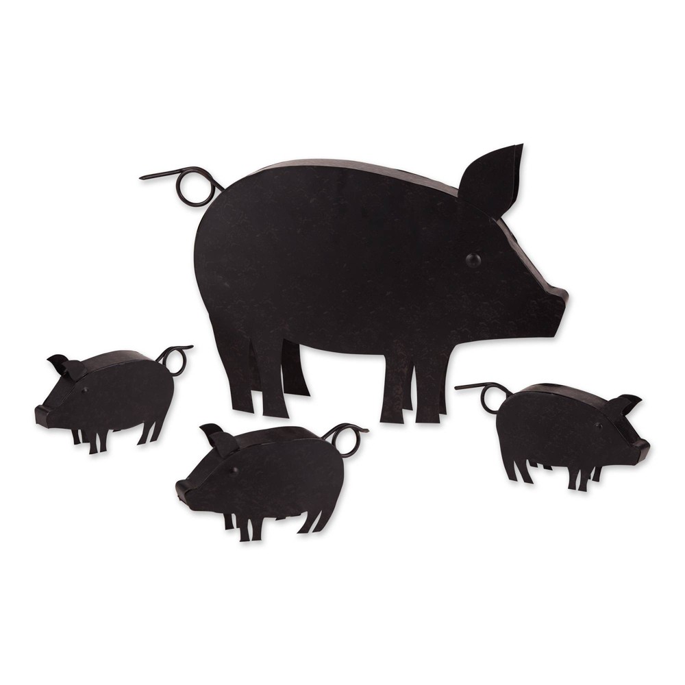Photos - Garden & Outdoor Decoration 11" Iron Pig with Piglets Sculpture Brown - Zingz & Thingz
