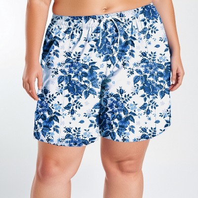 Calypsa Women's Plus Size Chlorine Resistant 7" Board Shorts
