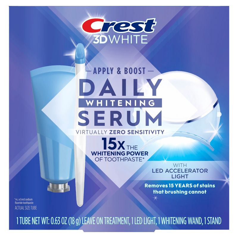Crest 3DWhite Daily Whitening Serum with LED Light, Leave-on Teeth Whitening Treatment  - 0.63 oz, 1 of 16