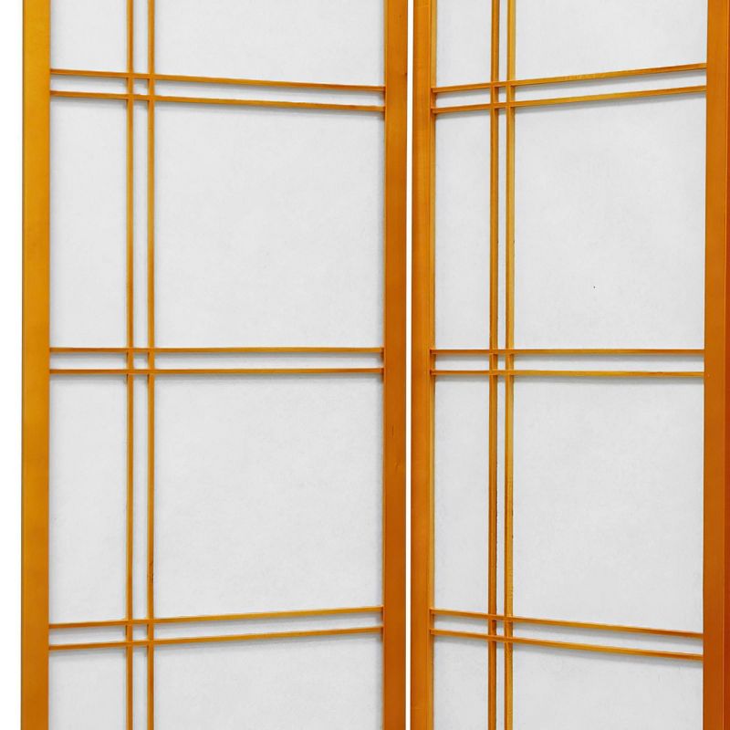 6 ft. Tall Double Cross Shoji Screen - Honey (3 Panels), 3 of 5