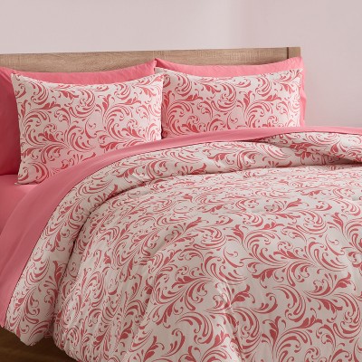 Nestl Bed in a Bag, 7pc Comforter Set Biomorphic Design, Modern Comforter Sets with Sheets, Queen Bed in a Bag, Pink — фото 2