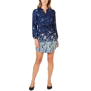 maison Jules Womens Floral Split Neck Mini Dress - 1 of 1