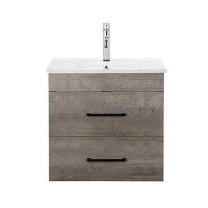 GlasFlength Bathroom Storage Cabinets Modern Wall Mounted Vanity with Double Drawers and Mirror for Contemporary Bathrooms, Gray, 31.5"*17.7"*18.9" - 1 of 4