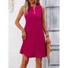 Coolmee Womens Casual Tank Dress Summer Sundress Sleeveless V Neck Button Mini Beach Vacation Dresses - 3 of 4