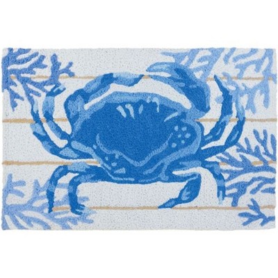 Jellybean Indigo Crab Indoor & Outdoor, Coastal Marine Theme Accent Rug 20 x 30 inches