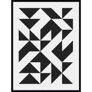 Amanti Art 31"x41" Bauhaus Barn Quilt Geometric Black by The Creative Bunch Studio Wood Framed Wall Art Print : Modern Abstract Lithograph - 1 of 4
