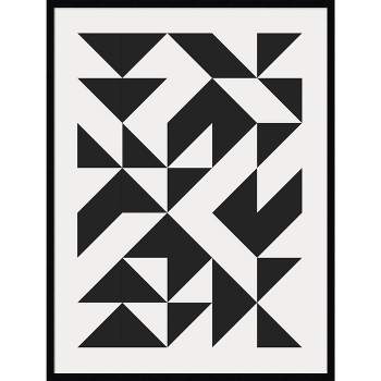 31" x 41" Bauhaus Barn Quilt Geometric Black by The Creative Bunch Studio Wood Framed Wall Art Print - Amanti Art