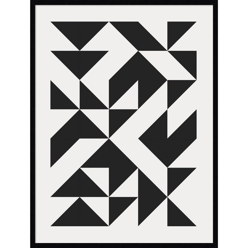 31&#34; x 41&#34; Bauhaus Barn Quilt Geometric Black by The Creative Bunch Studio Wood Framed Wall Art Print - Amanti Art, 1 of 8