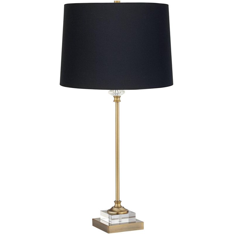 Regency Hill Julia 29 1/2" Tall Skinny Buffet Glam Luxe End Table Lamp Gold Finish Metal Crystal Single Black Shade Living Room Bedroom Bedside, 1 of 7