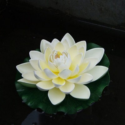 18CM Artificial Floating Lotus Shape,Water Surface Decorartion for Pool Pond,Milk White