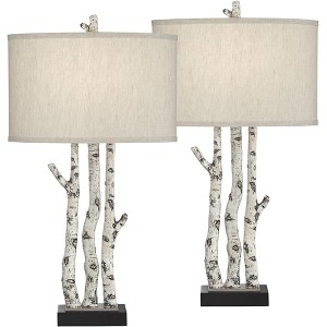 John Timberland White Forest 30 1/4" Tall Faux Birch Tree Large Farmhouse Rustic Country Cottage End Table Lamps Set of 2 Living Room Bedroom Bedside - 1 of 4