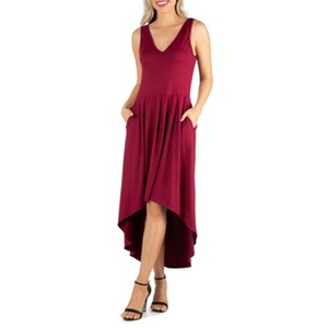 24seven Comfort Apparel Womens Sleeveless High Low Dress - 1 of 4