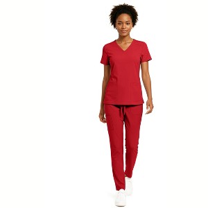 Hey Collection Women’s 5-Pocket Medical Scrub Set – V-Neck Top & Straight Leg Pants, Comfortable Flexible Nursing Uniforms - 1 of 4