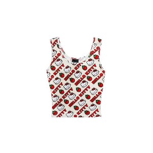 Hello Kitty Strawberries Sleeveless White Waffle-Knit Tank Top - 1 of 2
