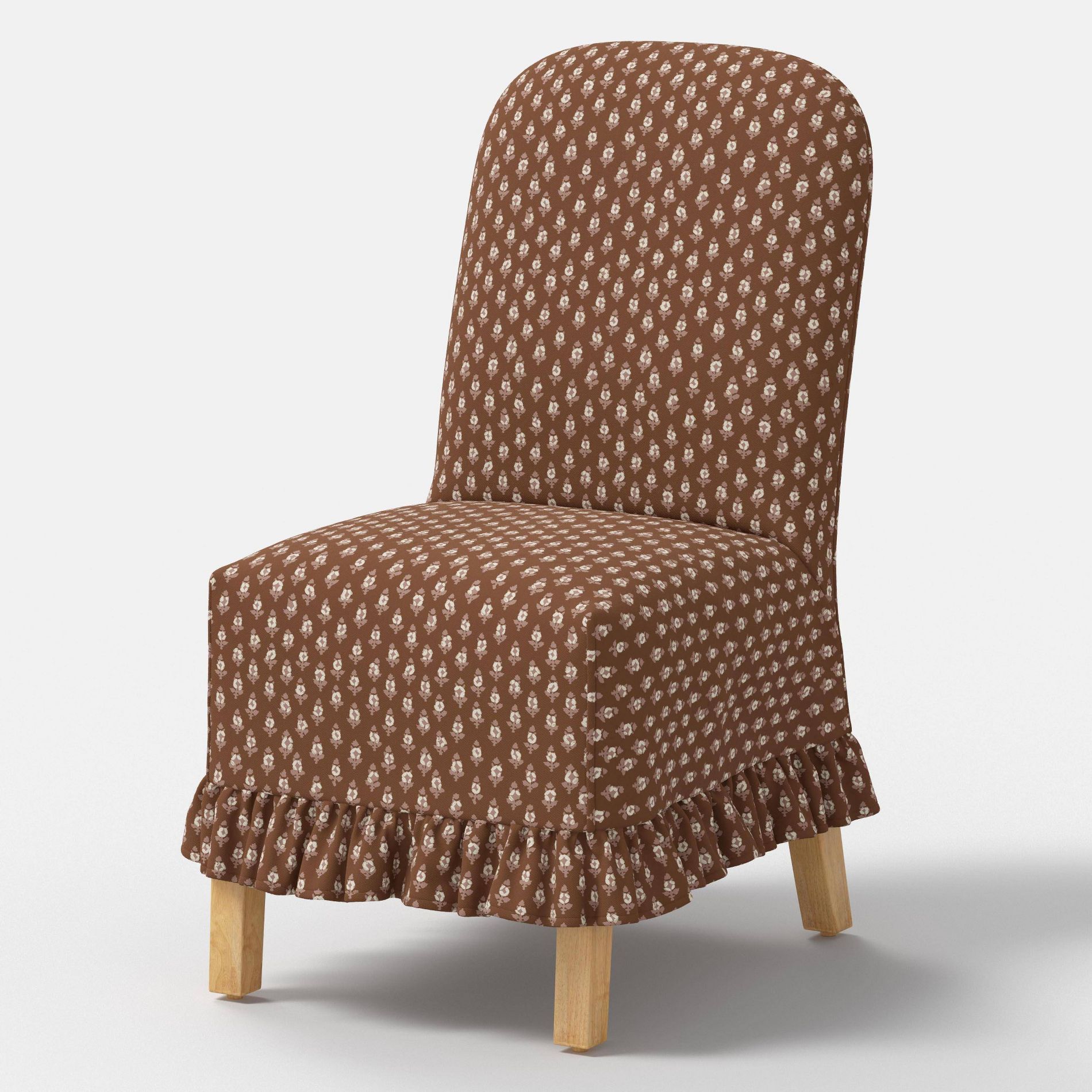 Replacement Ruffled Slipcover Only for Rounded Back Dining Chair Bagru Block Brown - Threshold™
