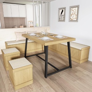 brafabhome Corner Dining Table Set with Storage Bench and Storage Stool,47 Inch Rustic Breakfast Nook Table Set for Kitchen and Dining Room,Beige - 1 of 4