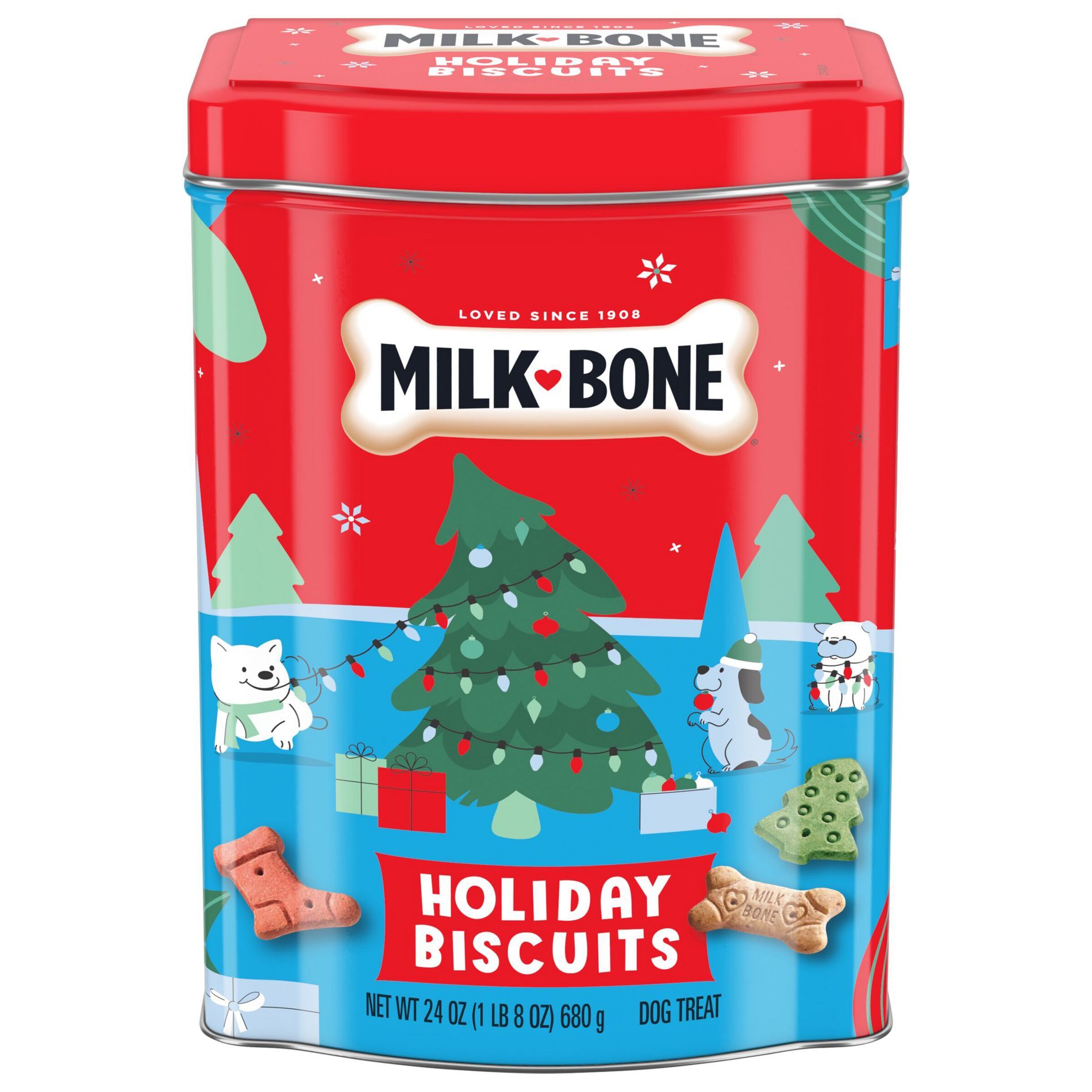 Milk-Bone Christmas Biscuits Tin with Original Flavored Dog Treats - 24oz