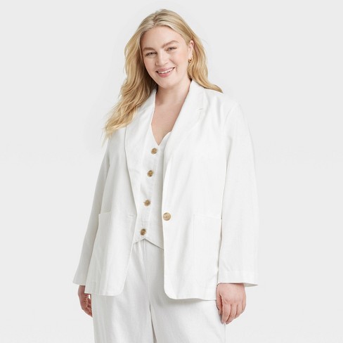 Women's Linen Relaxed Fit Spring Blazer - A New Day - image 1 of 3