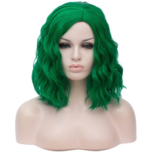 Unique Bargains Women s Halloween Fluffy Curly Wavy Medium Long Wigs With Wig Cap 16 Green Target