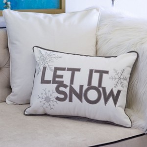 CAVINAS "Let It Snow" Velvet Lumbar Pillow,14x20 Inches Christmas Throw Pillows with Snowflake Embroidery,Festive Decorative Pillows for Couch,Bed - 1 of 4